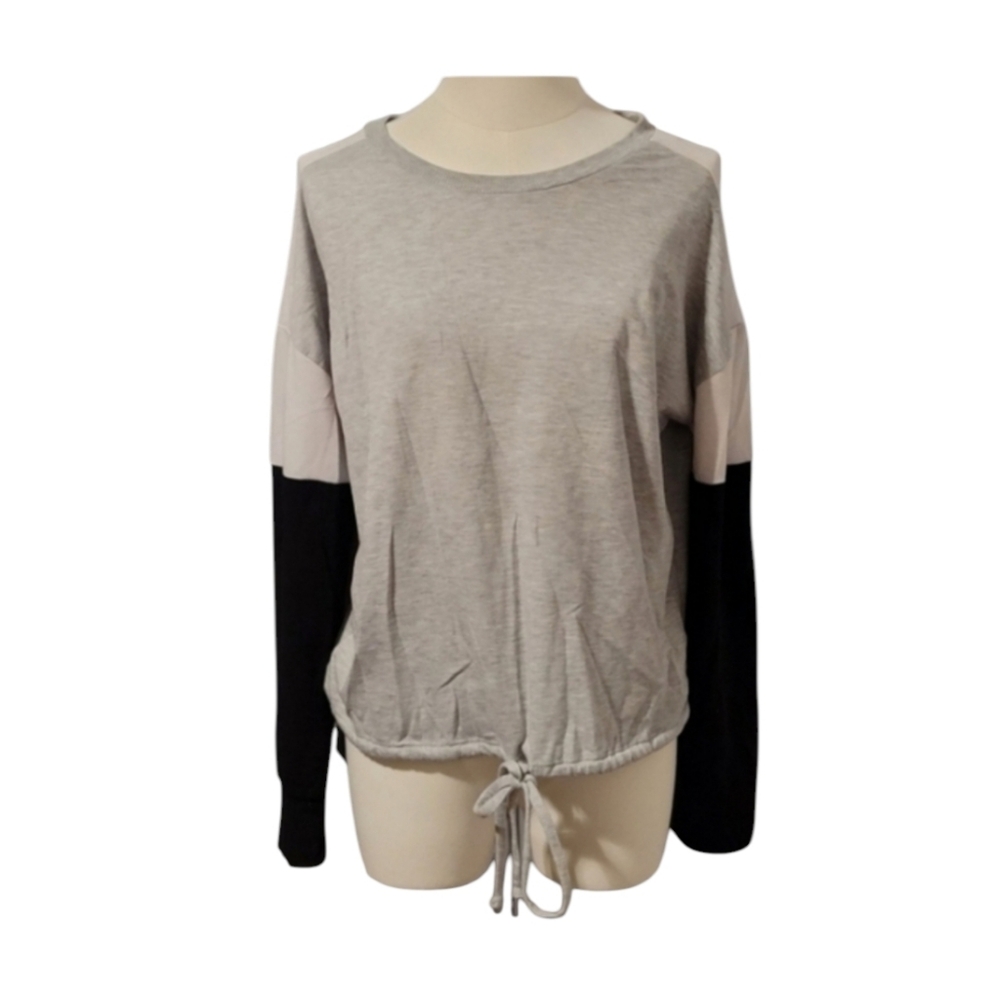 No Boundaries Gray Black White Colorblock Long Sleeve Sweater Size Large Juniors
